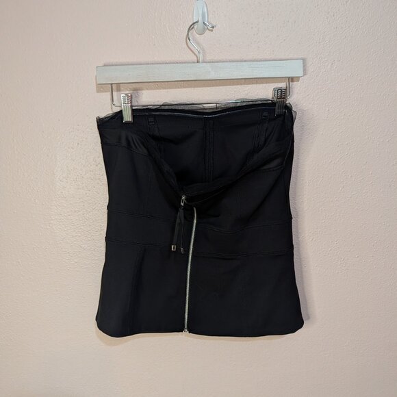 White House Black Market Black Peplum Strapless Top Sheer Ruffle Size 8 - Picture 4 of 10